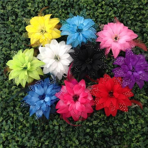 速发成出舞蹈头饰儿童头冠舞台演人服鸡毛头花广场舞古典舞蹈花饰