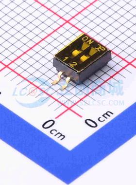 拨码开关 KF1028-02P-TR-ON-02A SMD4.1x5.4mm 2位 平拨凹槽 凯峰