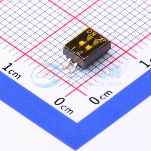 拨码开关 KF1028-02P-TR-ON-02A SMD4.1x5.4mm 2位 平拨凹槽 凯峰