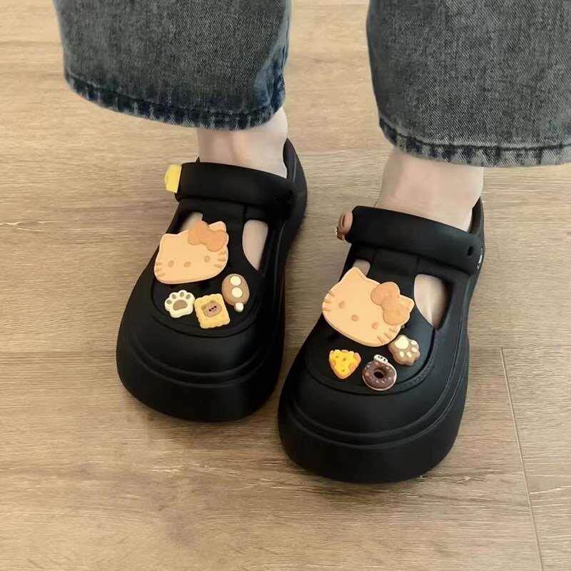 洞洞鞋厚底夏季2024女款增高外穿韩版防滑包头两穿凉鞋拖鞋超软
