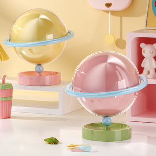 儿童发饰收纳盒桌面大容量防尘首饰盒女孩皮筋头绳发夹星球收纳盒