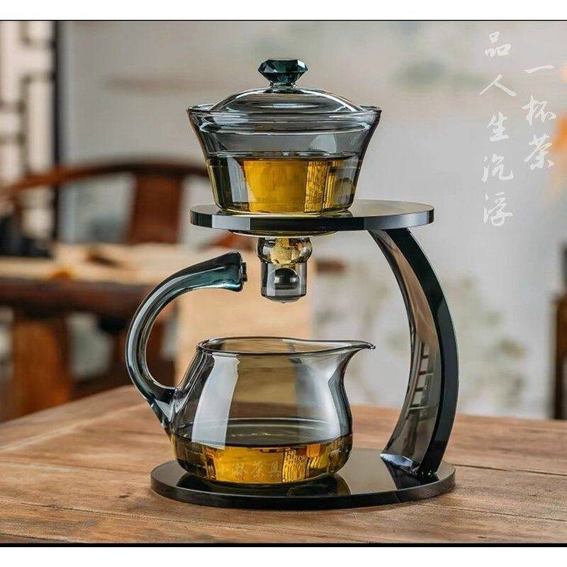 高硼硅玻璃手工茶具家用创意懒人神器高档新中式喝水磁吸轻奢茶具