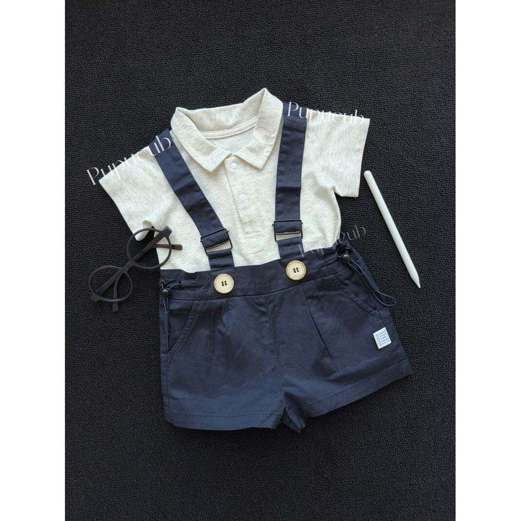 骑士背带裤!Pupucub学院风背带裤男女宝宝夏季裤子周岁宴拍照服