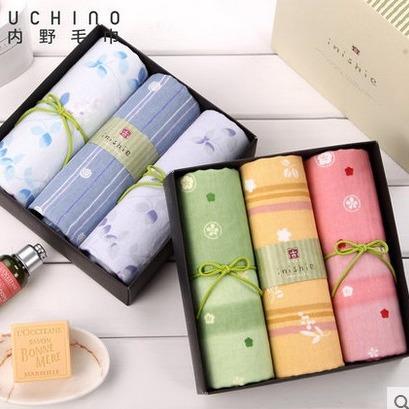 爆款和风古系列面巾3条装礼盒纱布毛巾创意毛巾礼盒日式风格