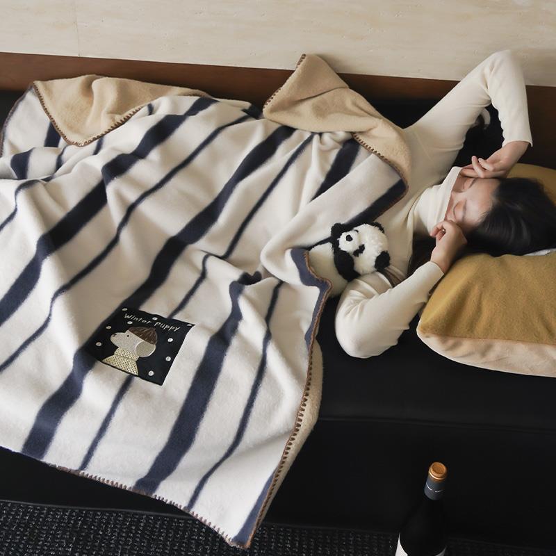 ins风仿羊毛绒沙发盖毯披肩毛毯子单人保暖加厚办公室午睡空调毯