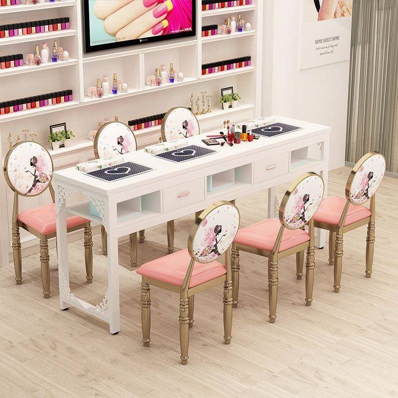 美甲现代桌子桌椅网红经济型单人双人美甲店日式S轻奢特价套装简