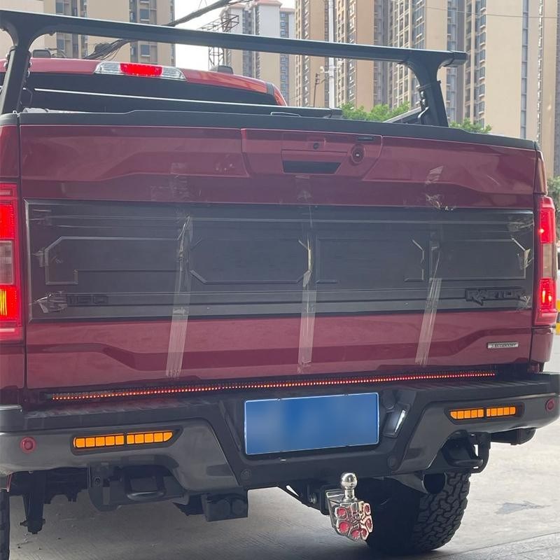 适用于21-25款福特猛禽F150尾门护板改装尾箱带灯字母Z装饰防护板