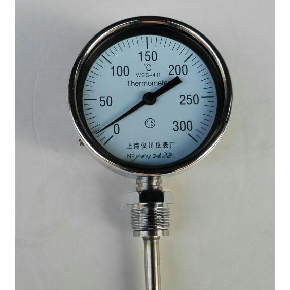 wss-411 双金属温度计 径向 0～300℃ 0-300度 表盘直径100mm