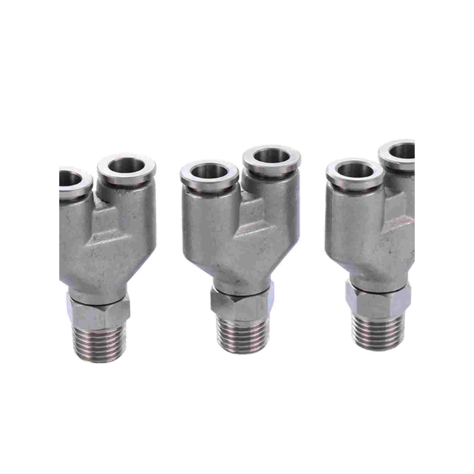 304不锈钢快插气管外丝旋转接头Y型螺纹三通PX8-02 6-01气动接头