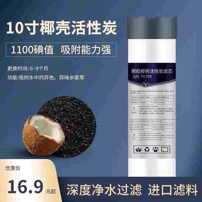 10寸颗粒活性炭1100碘值进口碳家用净水器厨房滤芯前置UDF后置芯
