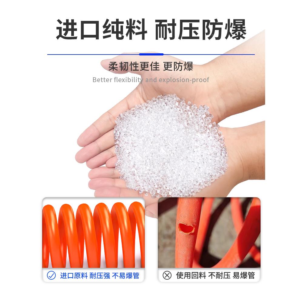 PU气管软管8*5空压机软管伸缩弹簧气管螺旋管风管3/6/9/12/15米