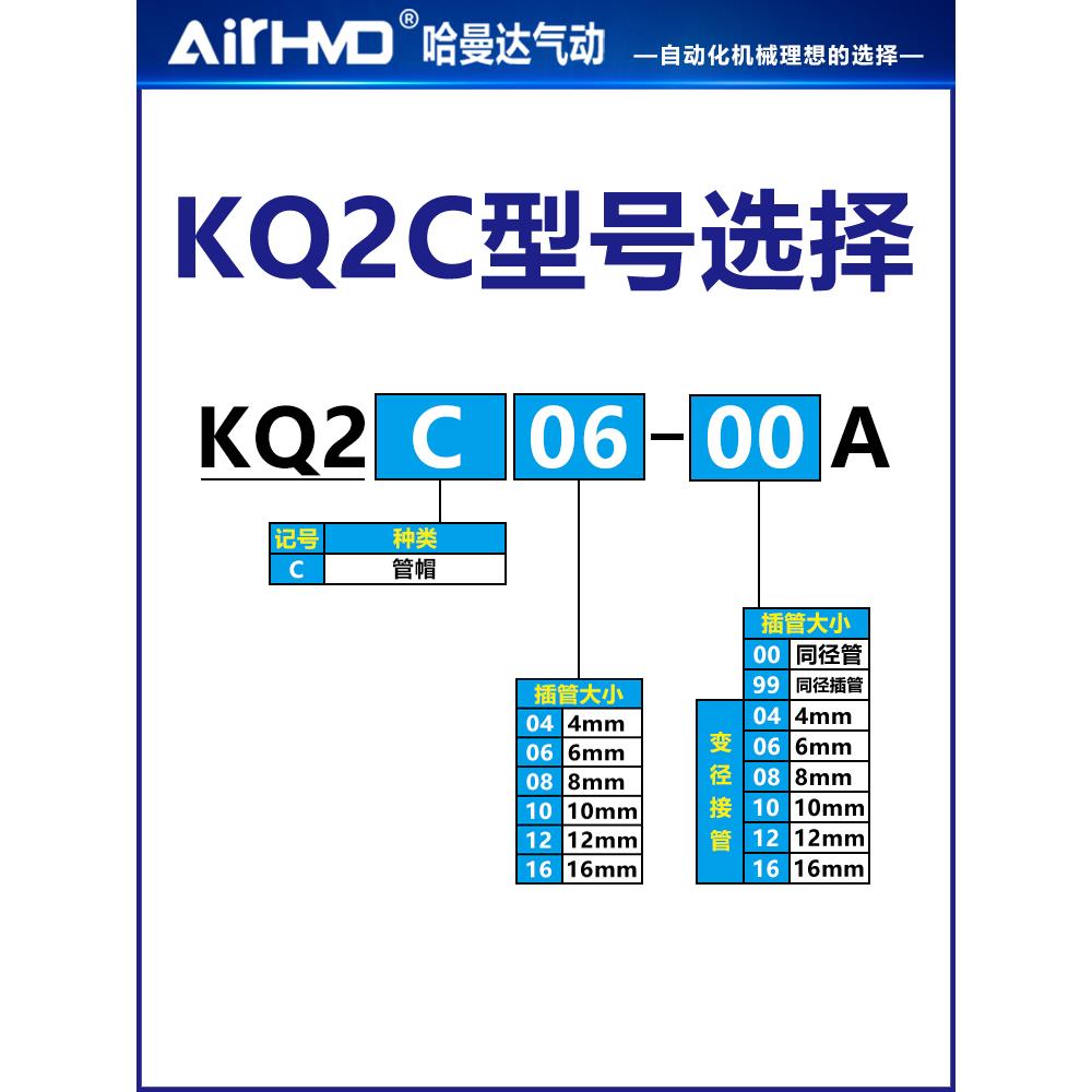 SMC型气动气管KQ2C单边管塞PP接头06堵头08管帽10塑料12塞头04-00