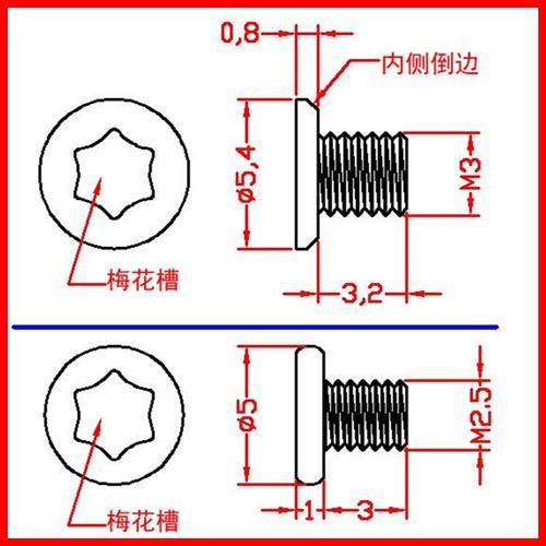 M2 M2.5 M3 M4梅花槽扁平头扁头薄头薄边机牙螺丝钉10.9级镀镍C头