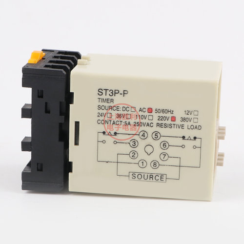 。超级时间继电器ST5P ST3P升级版ST3P-P延时器带底座AC220V DC24