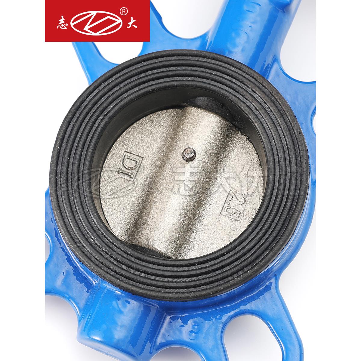 涡轮球墨铸铁对夹蝶阀D371X-16Q自来水国标涡轮对夹挂胶软密封阀