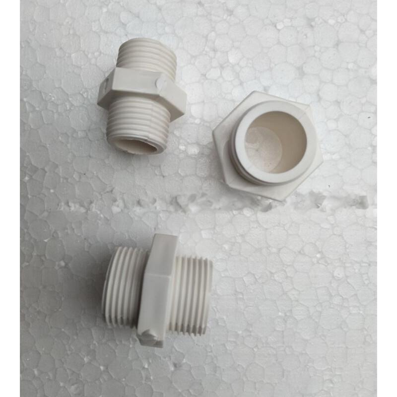 白色 PVC塑料外牙对接/外丝直接 外牙对丝 外螺纹接头 螺纹内接