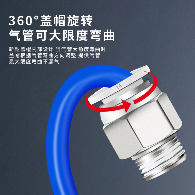 气动快插接头PC8-02气管PC6-01-02快速10-03气源气缸元件螺纹直通