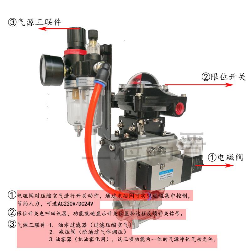 气动三通球阀气动球阀Q614/15F-16P气动快速切断阀15 25 40 50