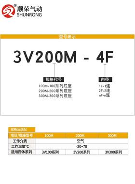 气动汇流板3V100M/200M-2F-3F-4F-5F-6F-7F电磁阀3V110/3V210底座
