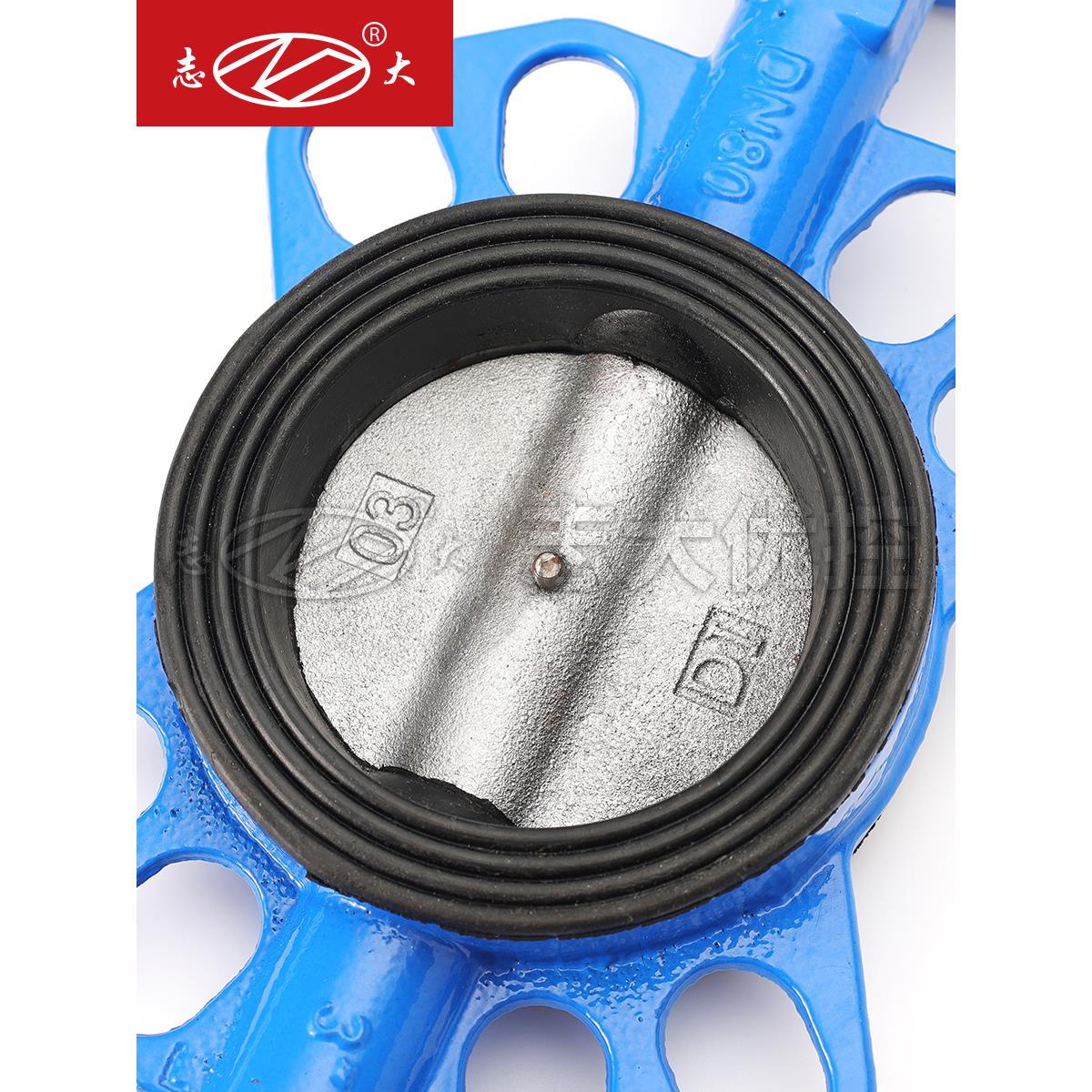 手柄球墨铸铁对夹蝶阀D71X-16Q自来水国标手柄对夹挂胶软密封阀门