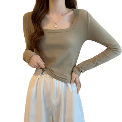 长袖修身显瘦短款内搭T恤打底衫