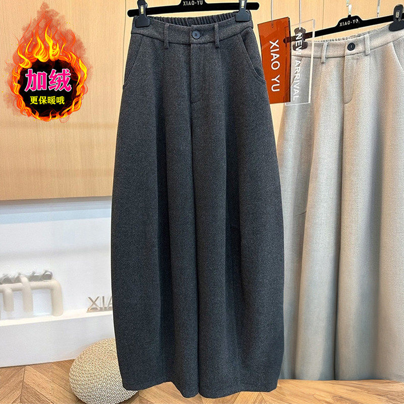 灰色加绒加厚弯刀裤女冬季新款大尺码显瘦梨形身材宽松女士休闲长,女装/女士精品,休闲裤,淘宝优惠券,粉丝福利购,淘宝优惠卷