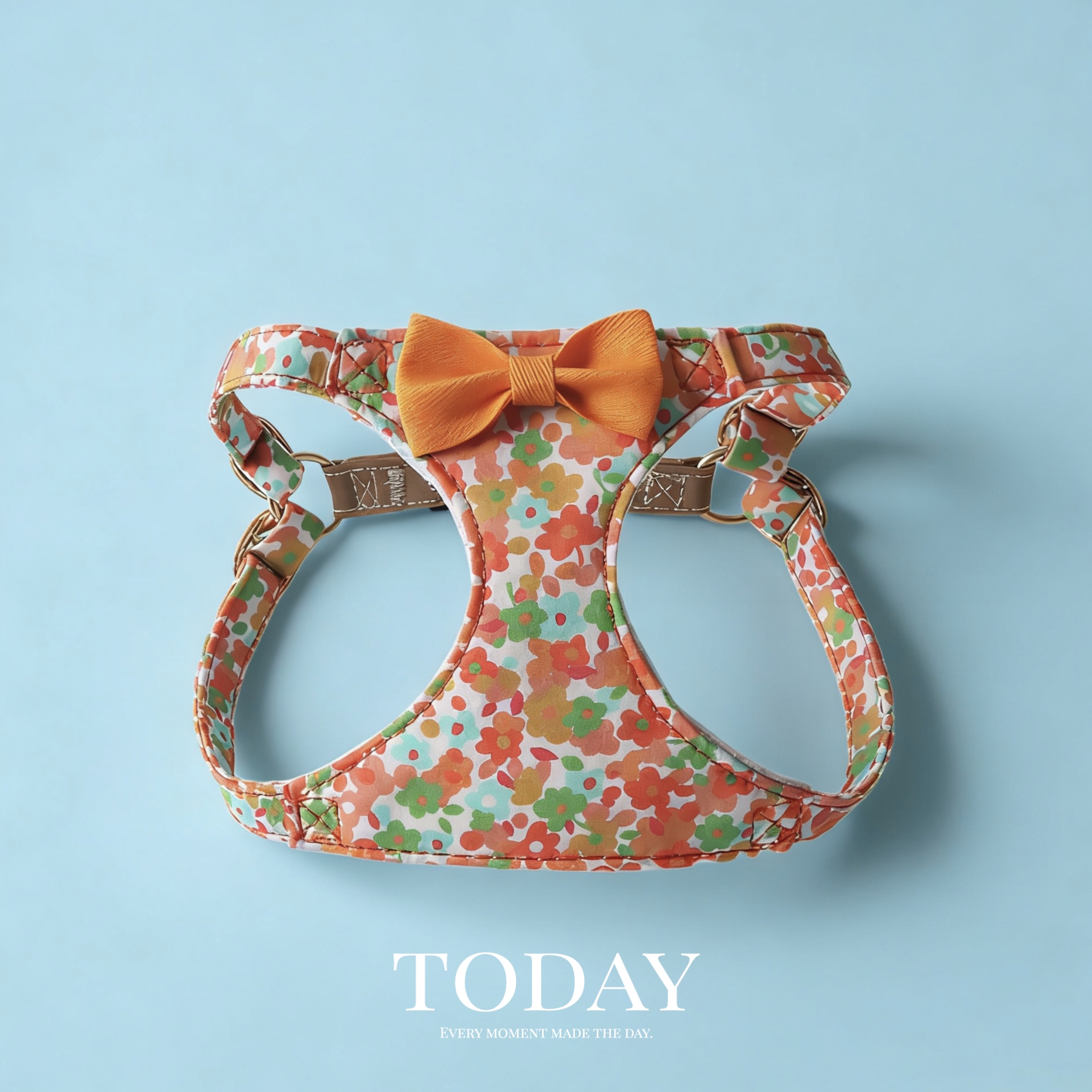 蝴蝶结碎花系列宠物狗狗猫咪胸背带套装牵引绳背心可调节四季通用