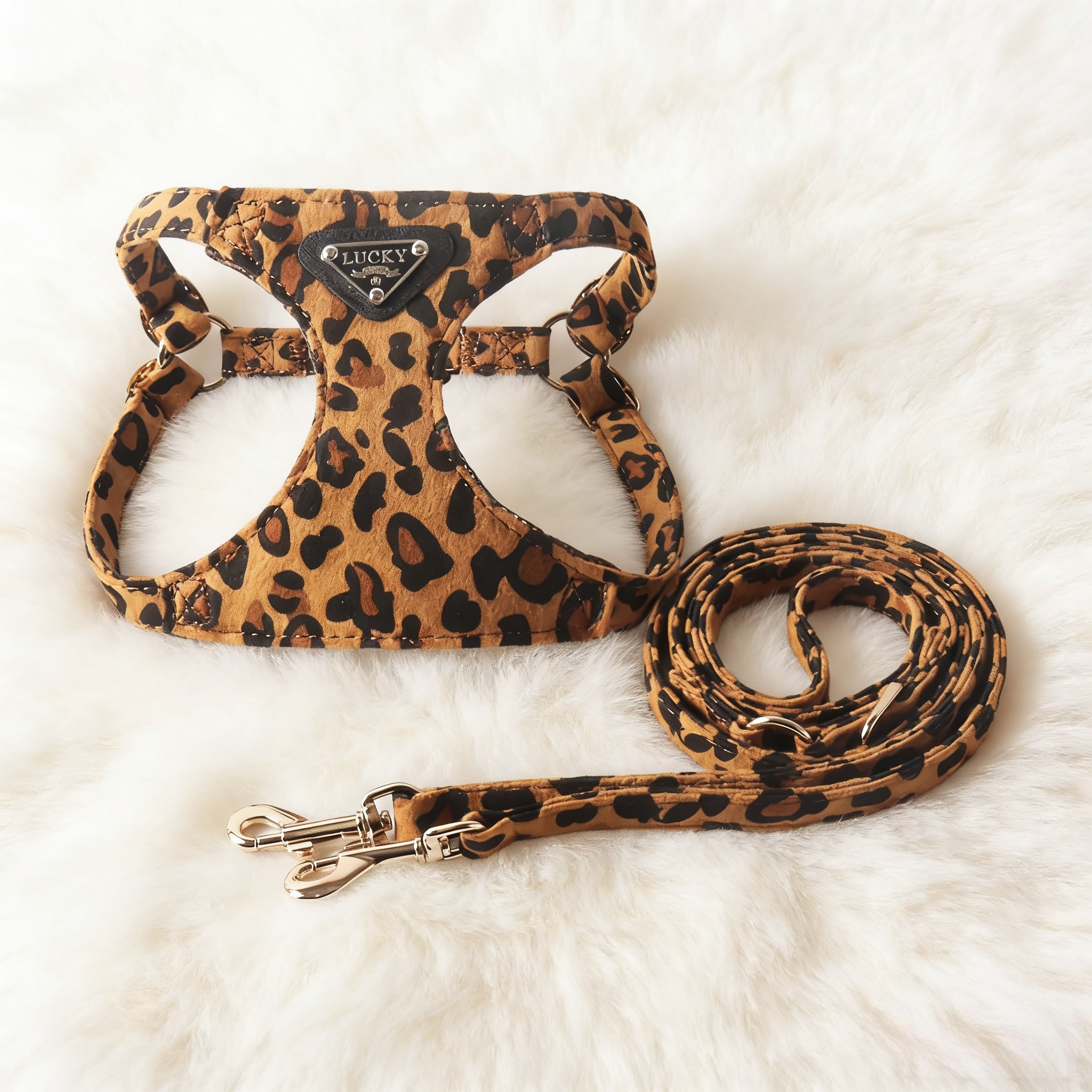 豹纹奶牛纹狗狗猫咪宠物胸背带背心牵引绳胸背可调节四季通用