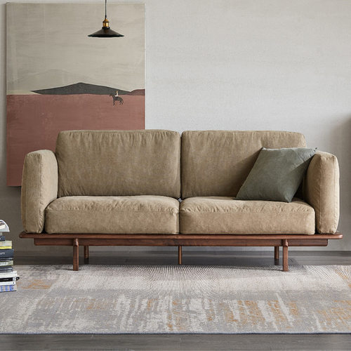 北欧全实木现代简约日式黑胡桃木客厅三人位组合沙发双人位单人位