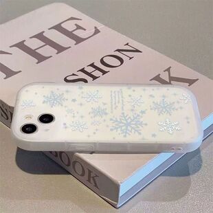 蓝色雪花适用苹果17Air磨砂iPhone16ProMax手机壳15plus透明14防摔13mini保护套12Pro11 xsmax