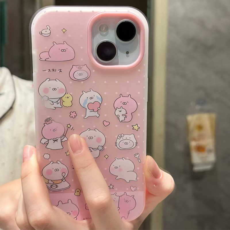 【二合一肤感果冻】可爱兔丸子适用于iPhone16promax手机壳苹果17二合一15plus软胶14pro防摔13/12/11保护套X