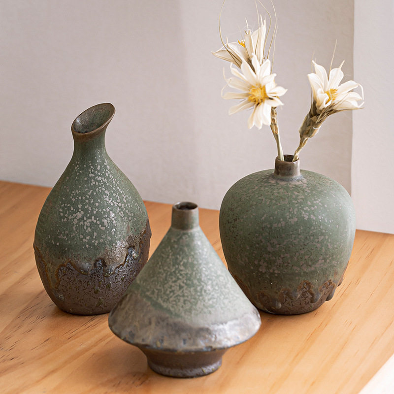 陶瓷复古窑变青铜铁胎粗陶干花鲜花水培民宿酒店软装家居摆件