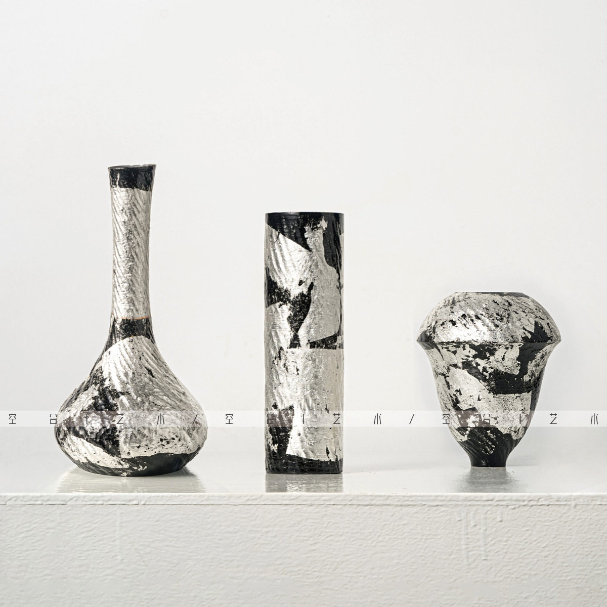 新中式轻奢黑色银箔艺术陶瓷花器样板间售楼处客厅花瓶摆件D&,乐器/吉他/钢琴/配件,乐器工具,淘宝优惠券,粉丝福利购,淘宝优惠卷