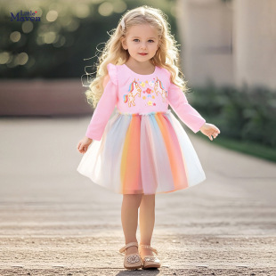 欧美网纱儿童裙子 Little 女童连衣裙 新款 可爱全棉裙子 maven秋季