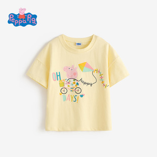 纯棉女宝宝女孩圆领体恤衣服 半袖 小猪佩奇女童上衣短袖 t恤夏季