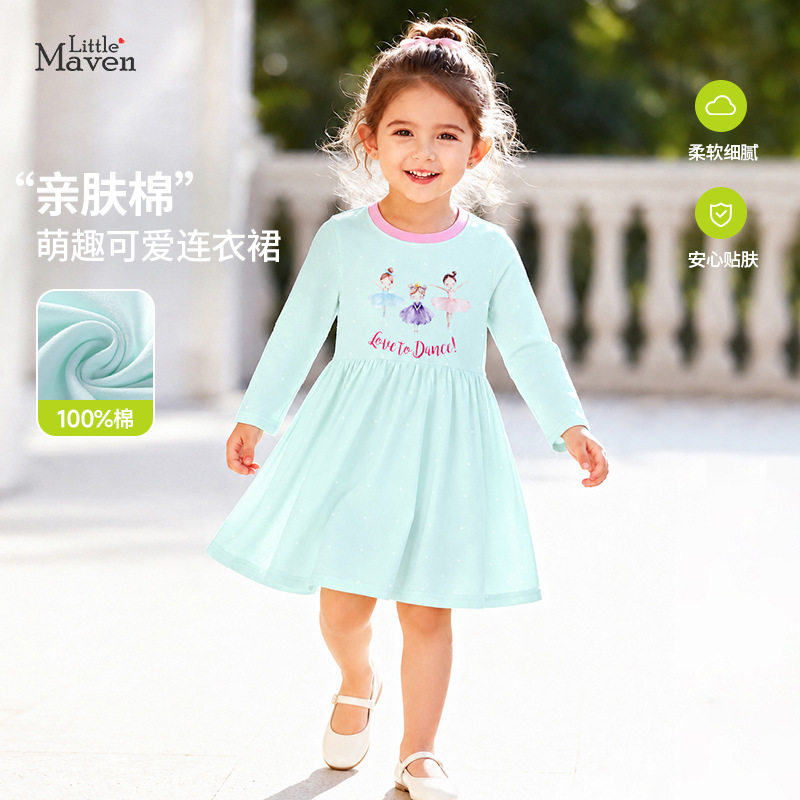 外贸跨境童裙 卡通秋季长袖女童连衣裙 欧美风可爱儿童公主裙