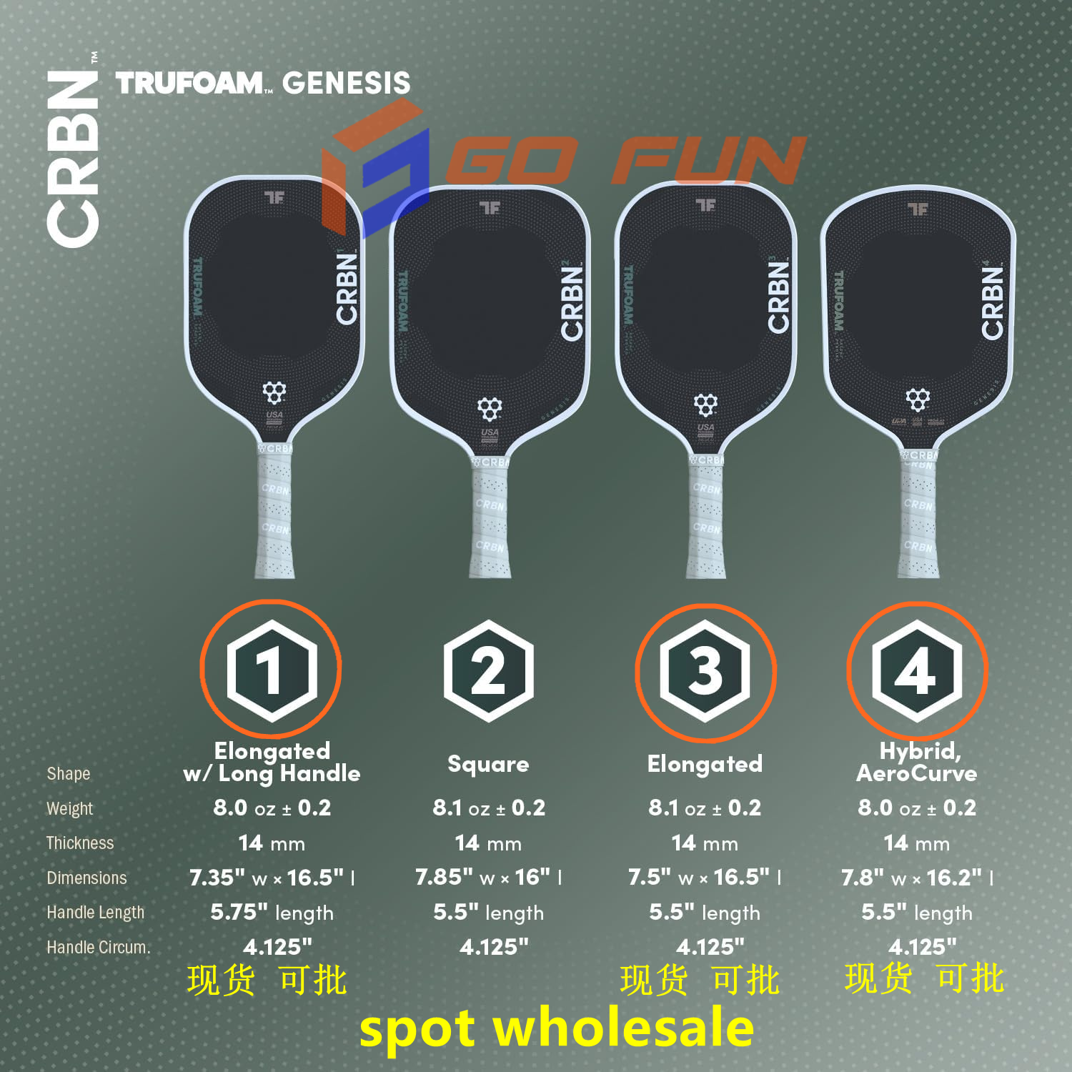 TFG4匹克球拍pickleball碳纤维CRBN大厂货源泡沫内芯FOAM跨境批发