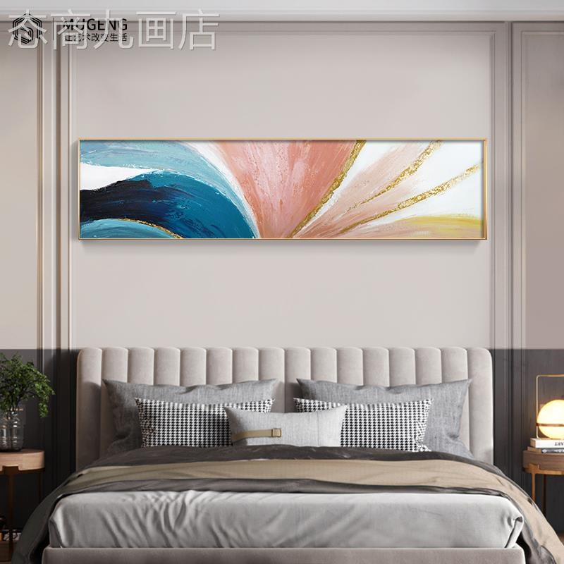 网红卧纯油手绘装饰室抽象艺s壁主卧房间床头高级感肌画 画理客画图片