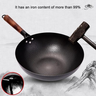 Handmade Iron Pot o32CM Frying Pan Uncoated Health Wok Non-S