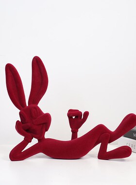 网红兔八哥植绒电镀克莱因兔子卡通现代客厅电R视柜玄关工艺品摆