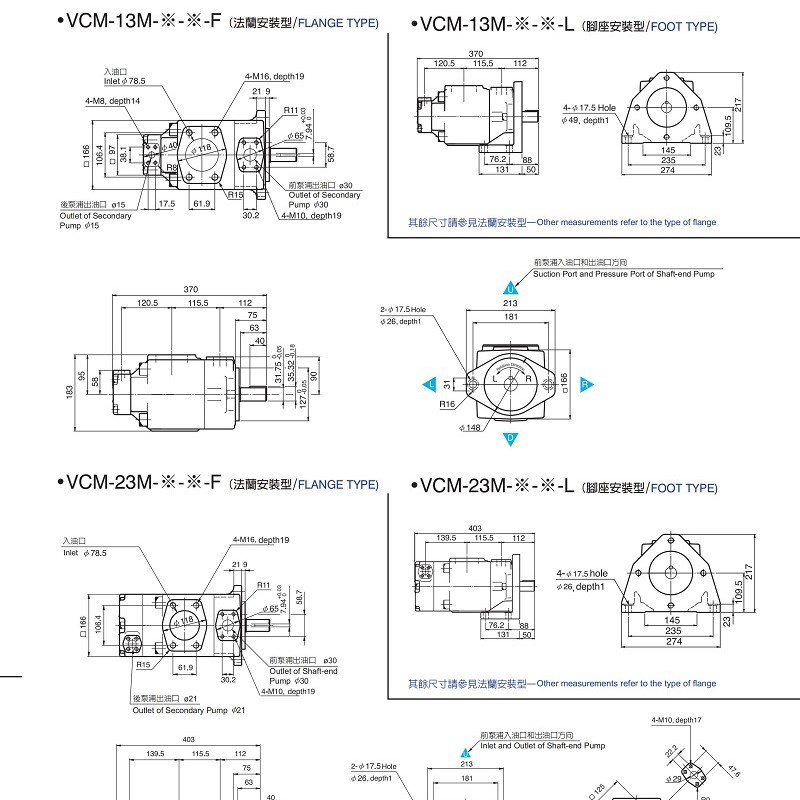 台湾CML双联叶片泵VCM-13M-14-76-FR 52 60 6M6 94 116 125 136