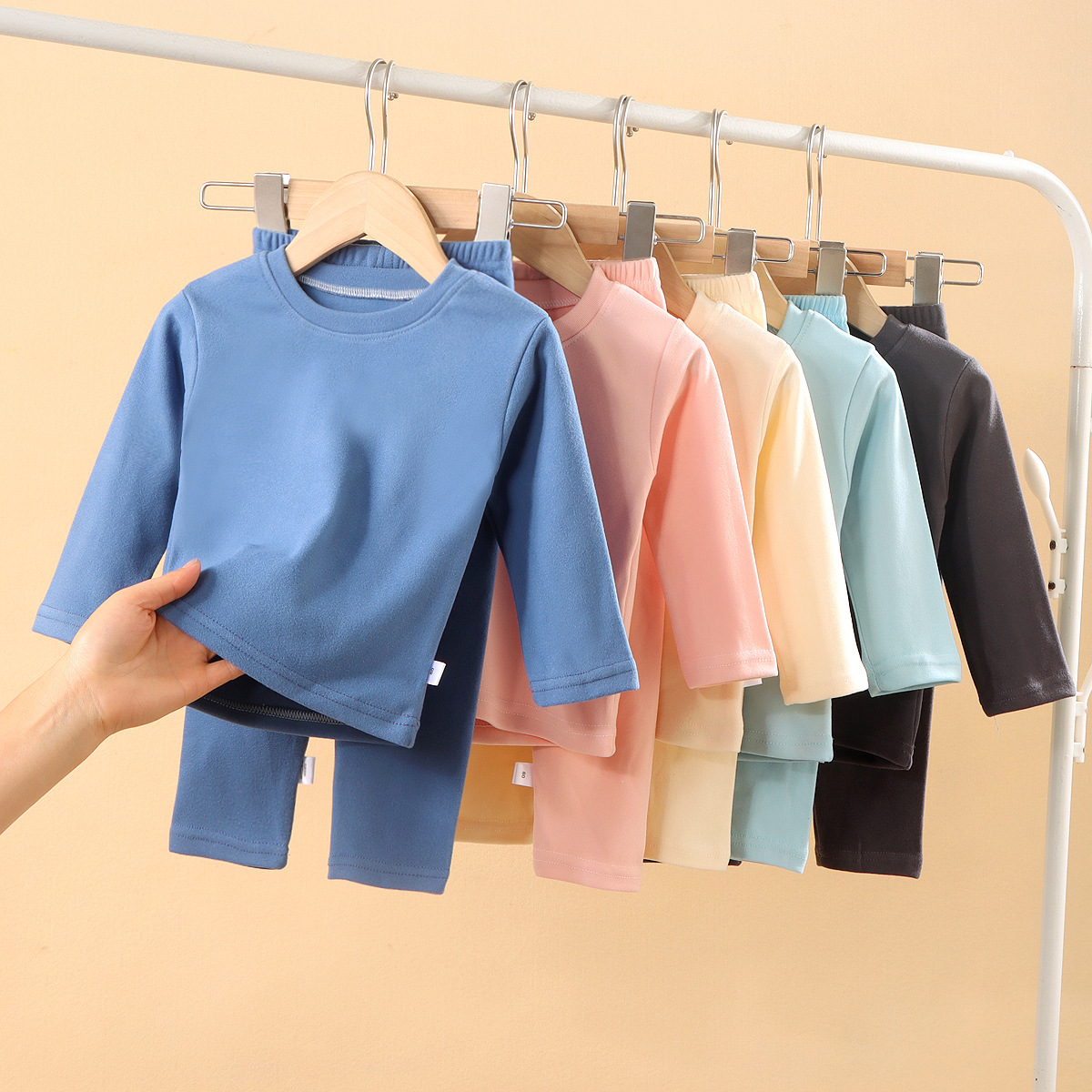 男童保暖内衣套装德绒加厚女宝宝婴儿秋衣秋裤中大童儿童棉毛衫冬