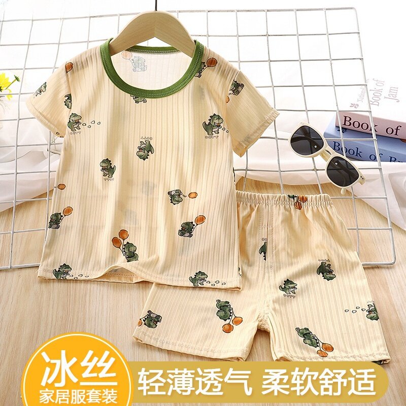 儿童睡衣冰丝男童女童短袖家居服图片
