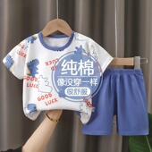 婴儿洋气短袖 男童运动夏装 儿童纯棉衣服小童1岁3夏天 套装 宝宝夏季