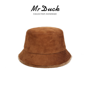 mrduck如故 轻奢级皮毛一体保暖毛绒渔夫帽男冬天加绒大头围帽子