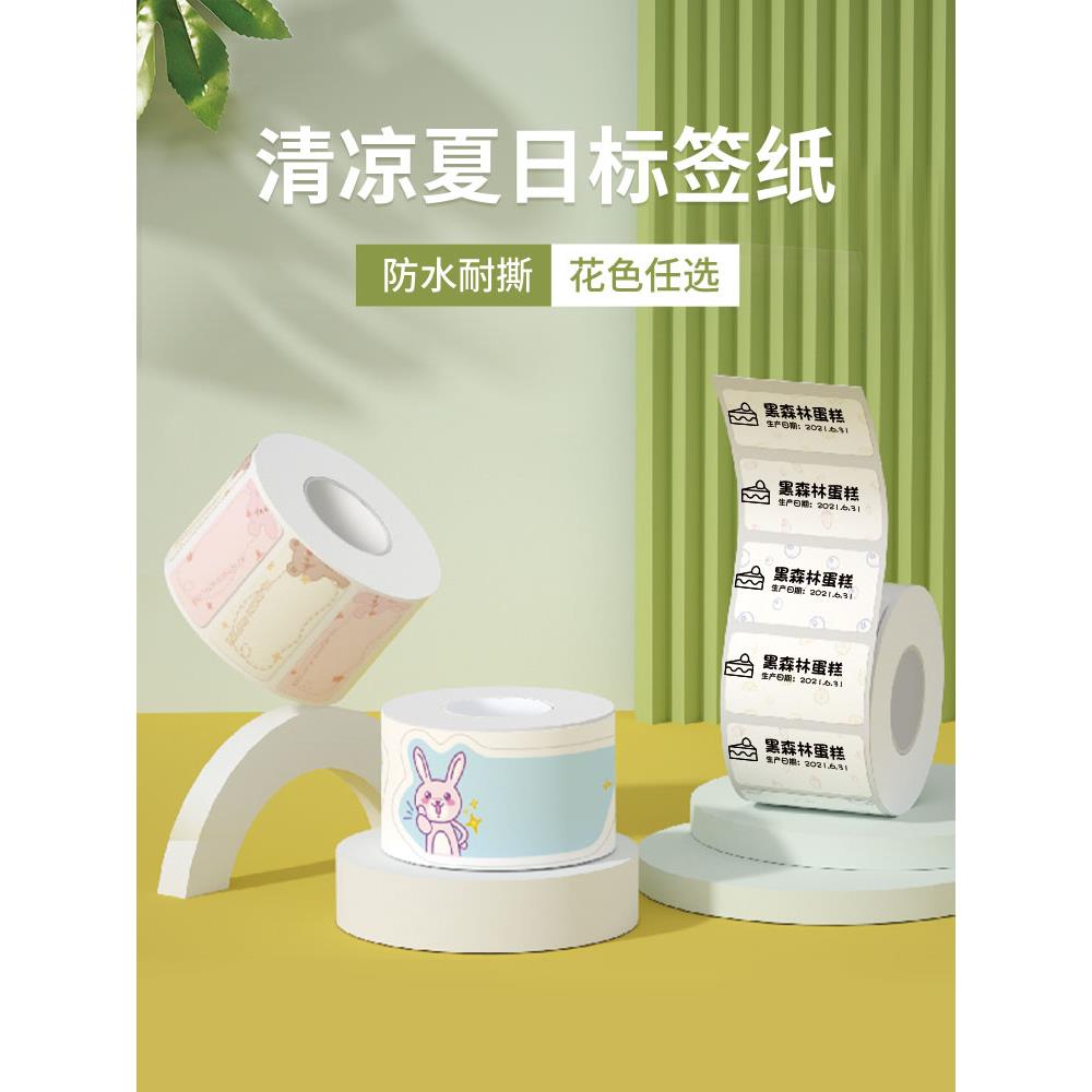 精臣B21/B3S/B203/B1标签纸防水不干胶彩色花纹条码打印贴纸