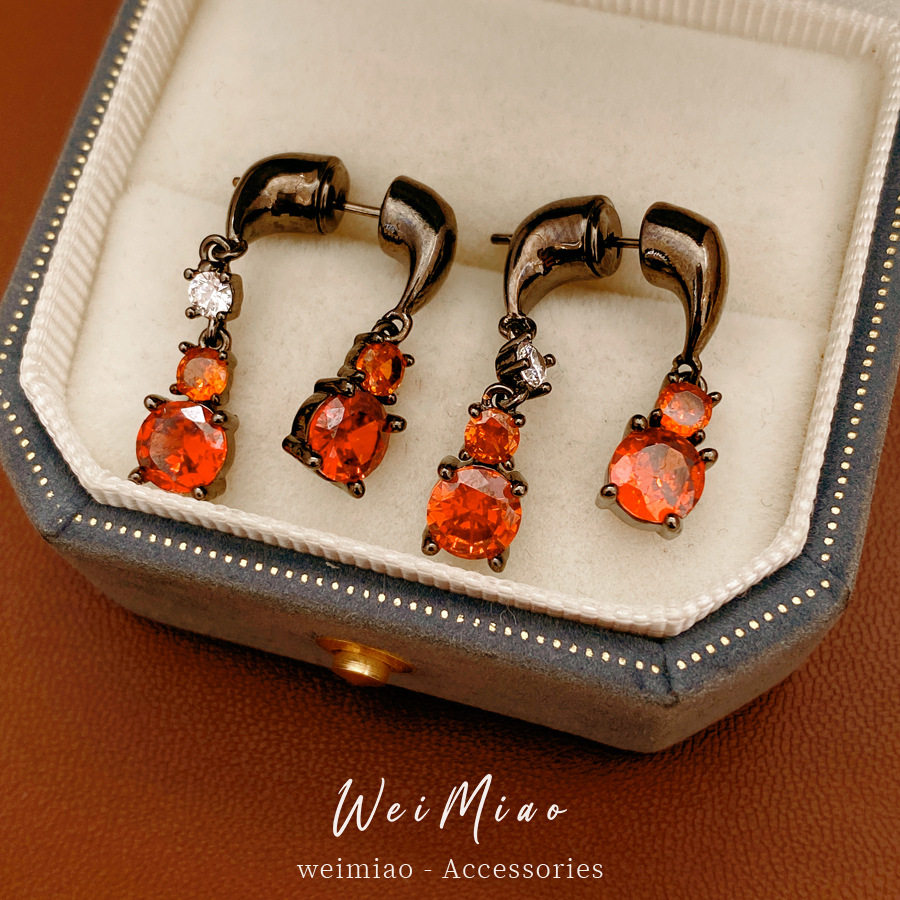 中古vintage镶锆石流苏耳环轻奢高级感小众气质耳钉复古个性耳饰,饰品/流行首饰/时尚饰品新,耳环,淘宝优惠券,粉丝福利购,淘宝优惠卷