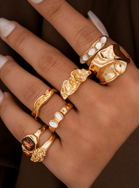 轻奢复古百搭镶钻开口戒指