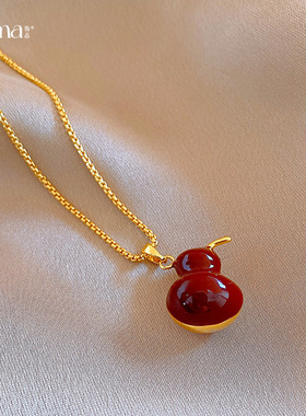 新中式红色滴油葫芦项链