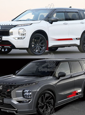 适用于新款欧蓝德车贴拉花RALLIART汽车贴纸车身贴纸彩条贴画装饰